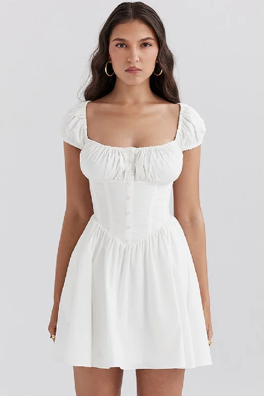 Sweet Scoop Neck Cap Sleeve Fit & Flare Corset Party Mini Dress Cozy Satin Mini Dress Sweet Scoop Neck Cap Sleeve Fit & Flare Corset Party Mini Dress Cozy Satin Mini Dress
