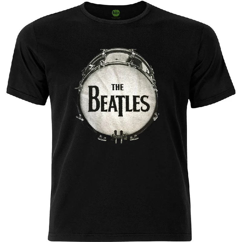 The Beatles Unisex Fashion T-Shirt: Drum with Caviar Bead Application Ribbed Striped Patterned