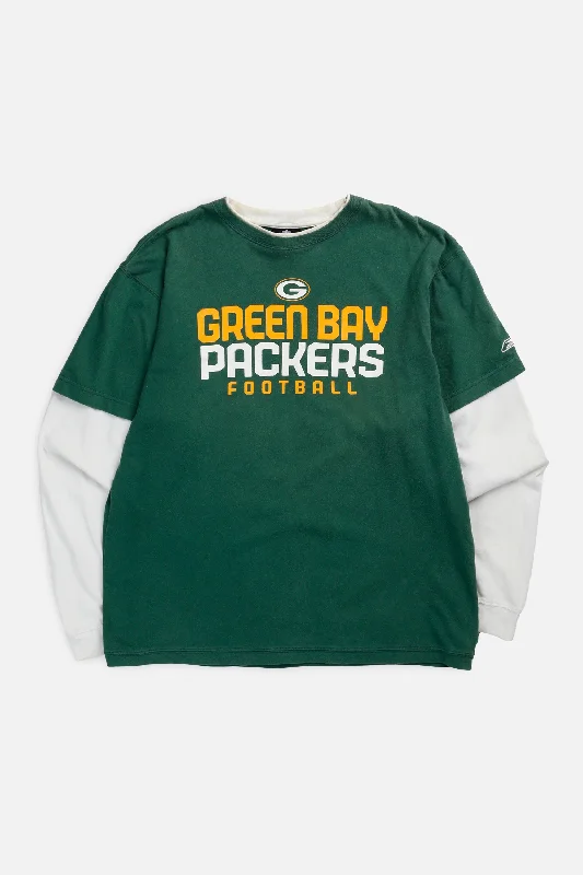 Vintage Green Bay Packers NFL Long Sleeve Tee - M Chenille Blend Fleece Blend Nylon Blend