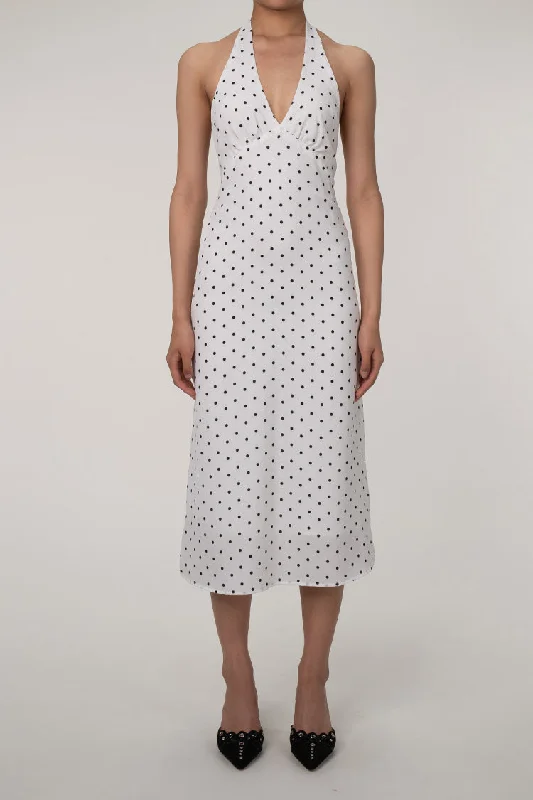 Vintage Polka Dot Plunge Halter Tie Open Back Beach Vacation Midi Dress Fashionable Plaid Midi Dress Vintage Polka Dot Plunge Halter Tie Open Back Beach Vacation Midi Dress Fashionable Plaid Midi Dress