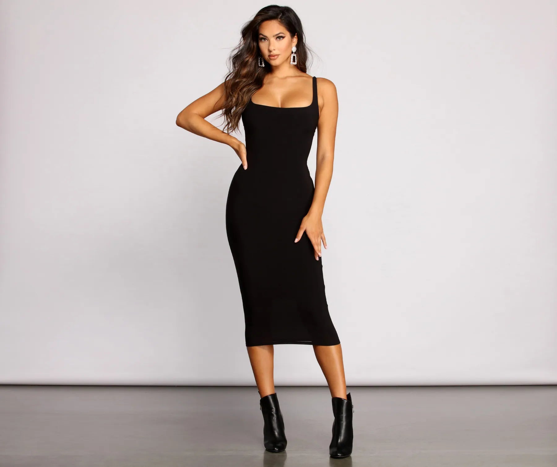 So Into You Basic Knit Midi Dress Trendy Smocked Waist Midi Dress