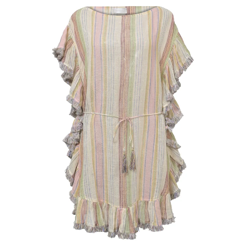 Zimmermann Striped Belted Mini Dress in Multicolor Cotton Trendy Denim Mini Dress