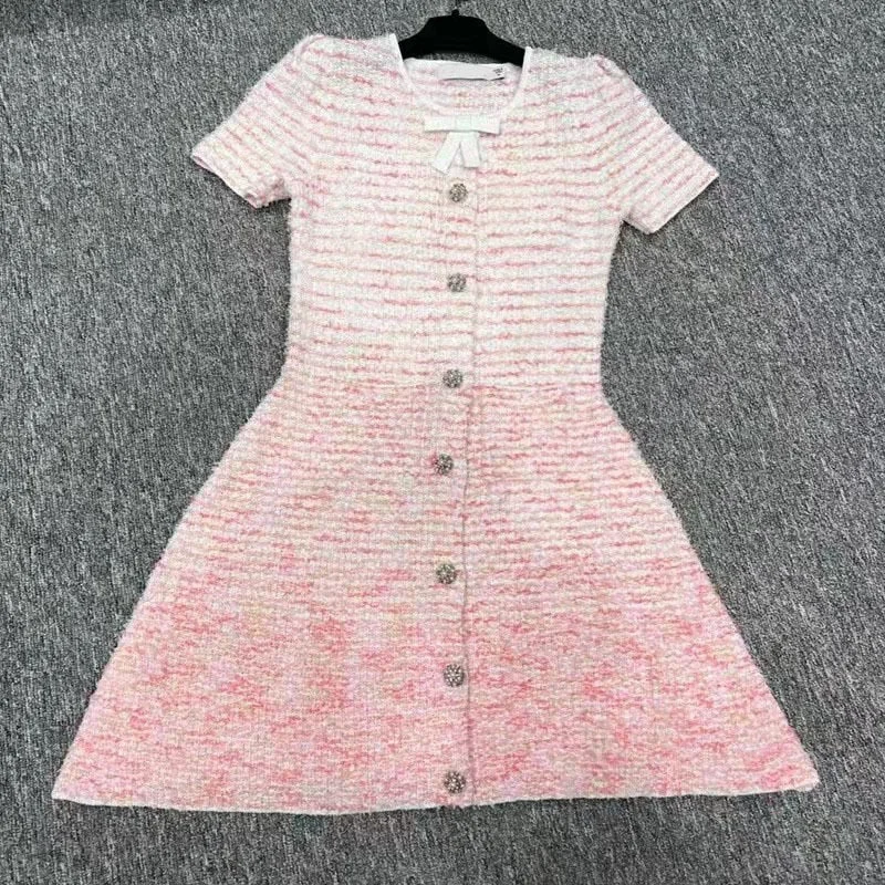 Runway Designer Dress Women Elegant Bow Short Sleeve A-line Mini Dresses 2022 Summer Korean Fashion Clothes Trendy Floral Mini Dress