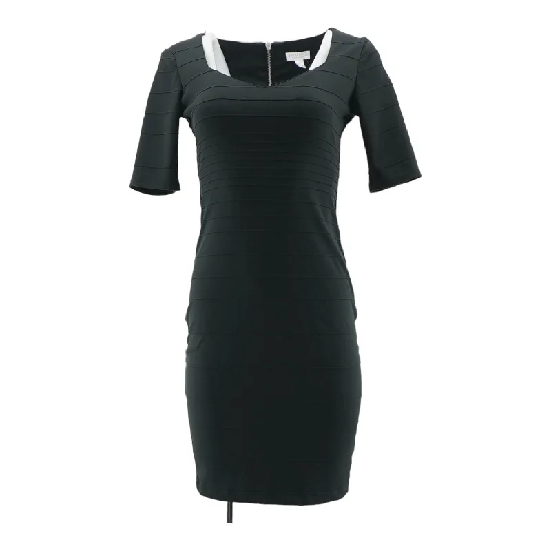 Black Solid Mini Dress Cozy Ribbed Mini Dress