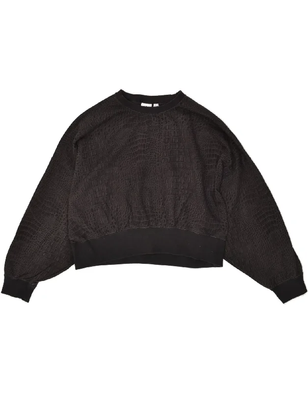 ADIDAS Womens Crop Sweatshirt Jumper UK 16 Large Black Animal Print Cotton Hoodie with Slim Fit Tailored Modern ADIDAS Womens Crop Sweatshirt Jumper UK 16 Large Black Animal Print Cotton Hoodie with Slim Fit Tailored Modern