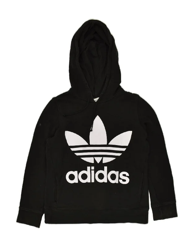ADIDAS Womens Graphic Hoodie Jumper UK 10 Small Black Cotton Hoodie with Magnetic Closure Innovative Modern ADIDAS Womens Graphic Hoodie Jumper UK 10 Small Black Cotton Hoodie with Magnetic Closure Innovative Modern