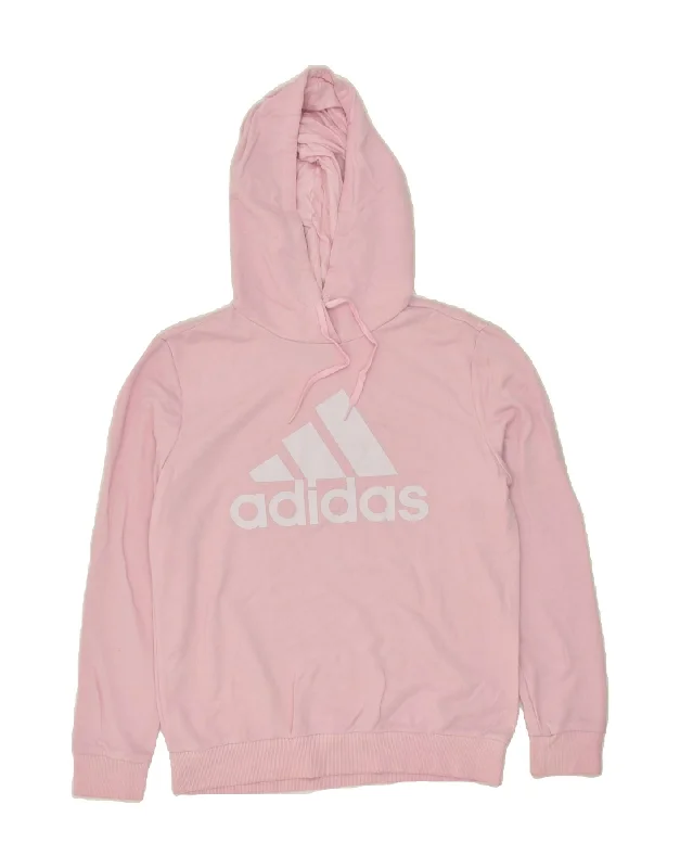 ADIDAS Womens Graphic Hoodie Jumper UK 12/14 Medium Pink Cotton Hoodie with Drawstring Waist Adjustable Fitted ADIDAS Womens Graphic Hoodie Jumper UK 12/14 Medium Pink Cotton Hoodie with Drawstring Waist Adjustable Fitted