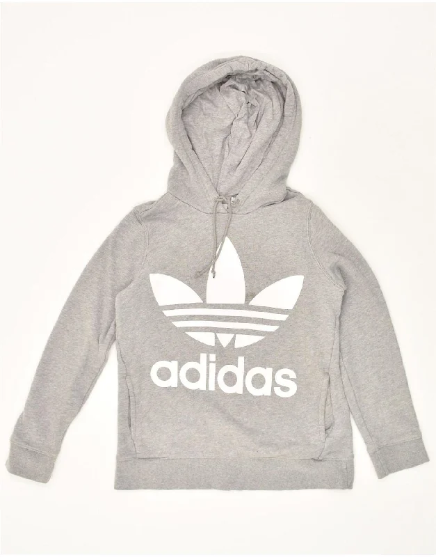 ADIDAS Womens Graphic Hoodie Jumper UK 12 Medium Grey Cotton Hoodie with Contrast Stitching Detailed Premium ADIDAS Womens Graphic Hoodie Jumper UK 12 Medium Grey Cotton Hoodie with Contrast Stitching Detailed Premium