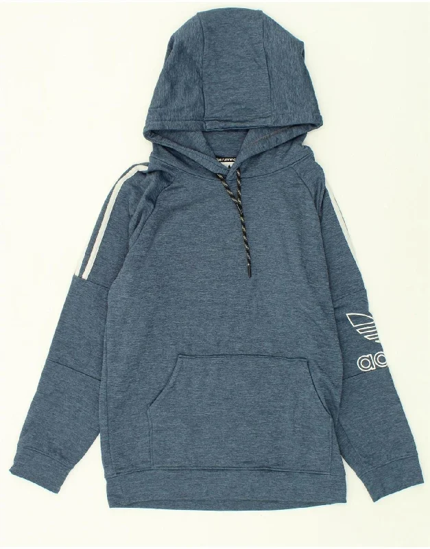ADIDAS Womens Graphic Hoodie Jumper UK 14 Medium Blue Flecked Cotton Hoodie with Hem Fringe Bohemian Relaxed ADIDAS Womens Graphic Hoodie Jumper UK 14 Medium Blue Flecked Cotton Hoodie with Hem Fringe Bohemian Relaxed