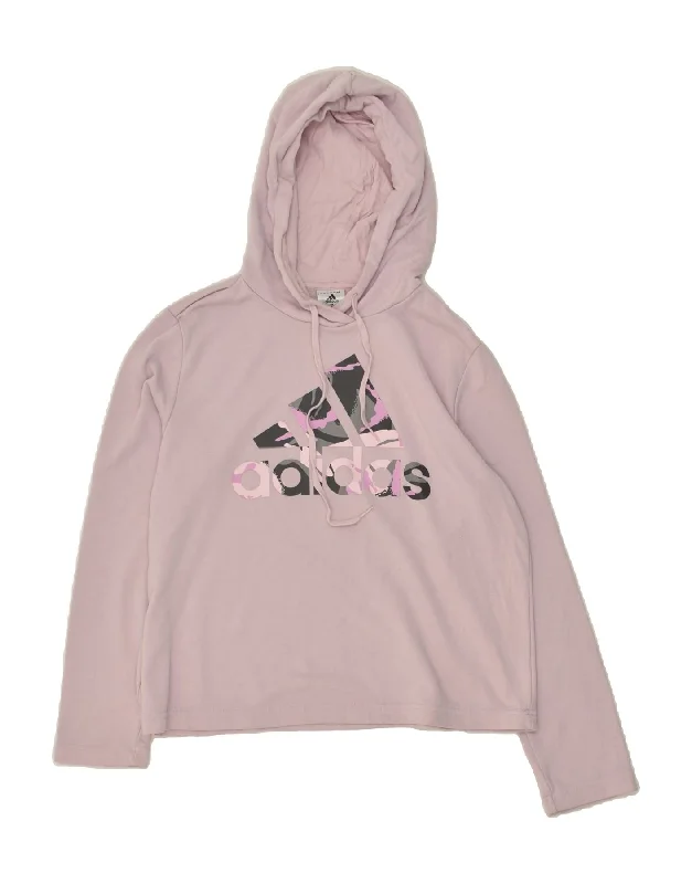 ADIDAS Womens Graphic Hoodie Jumper UK 16/ 18 Large Pink Cotton Hoodie with Thumb Holes Functional Cozy ADIDAS Womens Graphic Hoodie Jumper UK 16/ 18 Large Pink Cotton Hoodie with Thumb Holes Functional Cozy