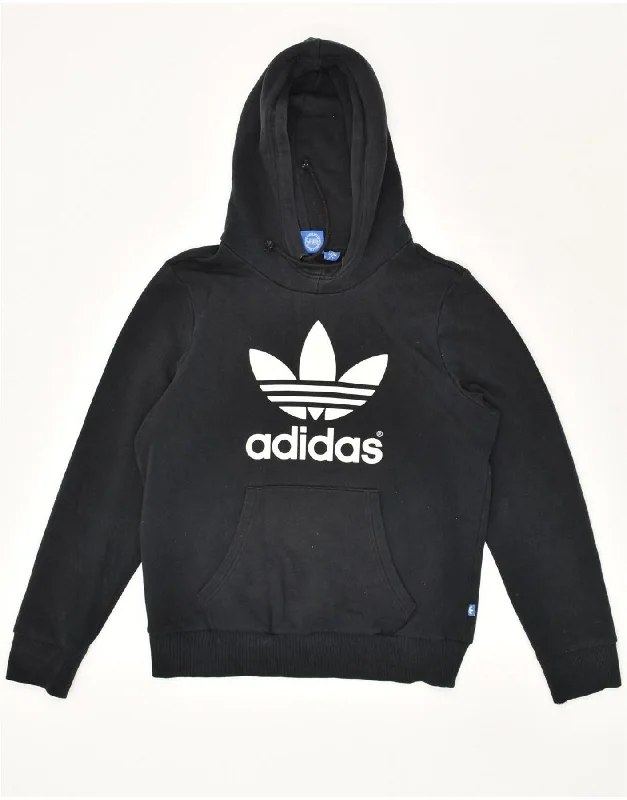 ADIDAS Womens Graphic Hoodie Jumper UK 16 Large Black Cotton Hoodie with Pastel Soft Subtle ADIDAS Womens Graphic Hoodie Jumper UK 16 Large Black Cotton Hoodie with Pastel Soft Subtle