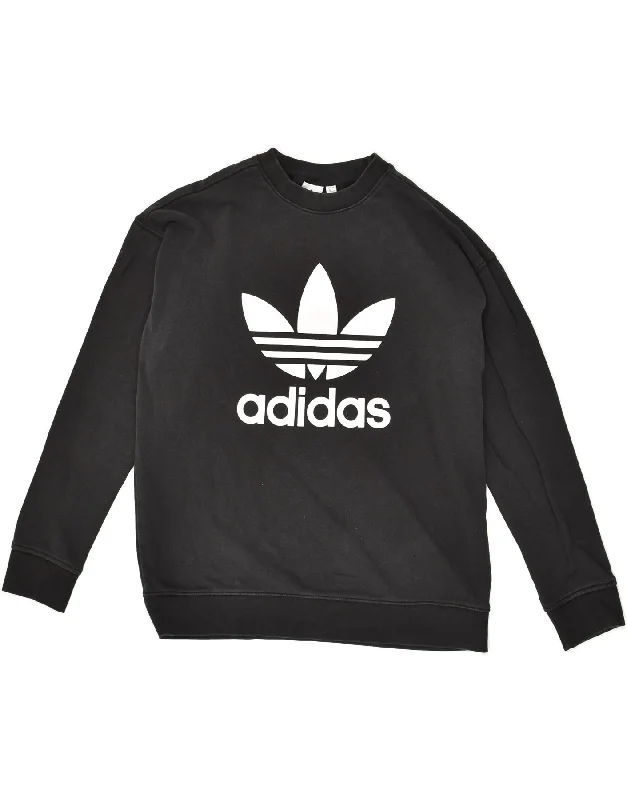 ADIDAS Womens Graphic Sweatshirt Jumper UK 12 Medium Black Cotton Hoodie with Neon Bright Vibrant ADIDAS Womens Graphic Sweatshirt Jumper UK 12 Medium Black Cotton Hoodie with Neon Bright Vibrant