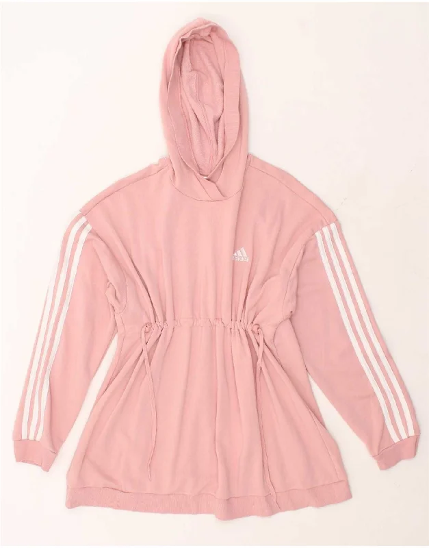 ADIDAS Womens Hoodie Jumper UK 12/14 Medium Pink Cotton Hoodie with Print Artistic Unique ADIDAS Womens Hoodie Jumper UK 12/14 Medium Pink Cotton Hoodie with Print Artistic Unique