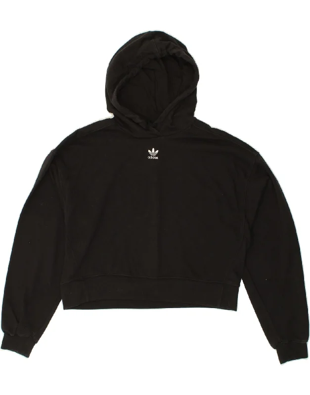 ADIDAS Womens Oversized Crop Hoodie Jumper UK 8 Small Black Cotton Hoodie with Lining Warm Insulated ADIDAS Womens Oversized Crop Hoodie Jumper UK 8 Small Black Cotton Hoodie with Lining Warm Insulated