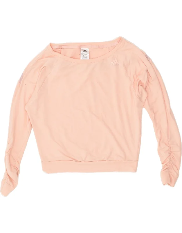 ADIDAS Womens Oversized Crop Sweatshirt Jumper UK 4/6 XS Pink Cotton Hoodie with Hidden Zipper Minimalist Clean ADIDAS Womens Oversized Crop Sweatshirt Jumper UK 4/6 XS Pink Cotton Hoodie with Hidden Zipper Minimalist Clean