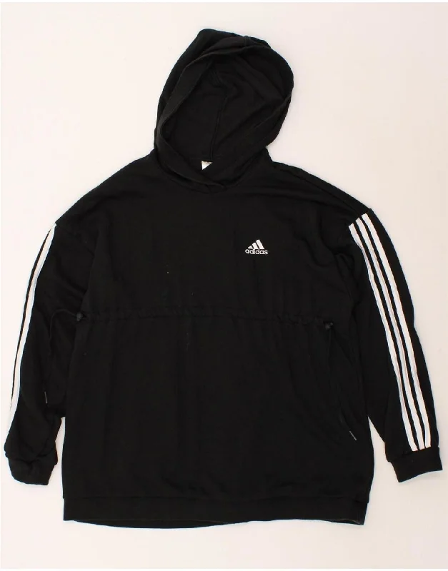 ADIDAS Womens Oversized Hoodie Jumper UK 12/14 Medium Black Cotton Hoodie with Hem Drawcord Adjustable Customizable ADIDAS Womens Oversized Hoodie Jumper UK 12/14 Medium Black Cotton Hoodie with Hem Drawcord Adjustable Customizable