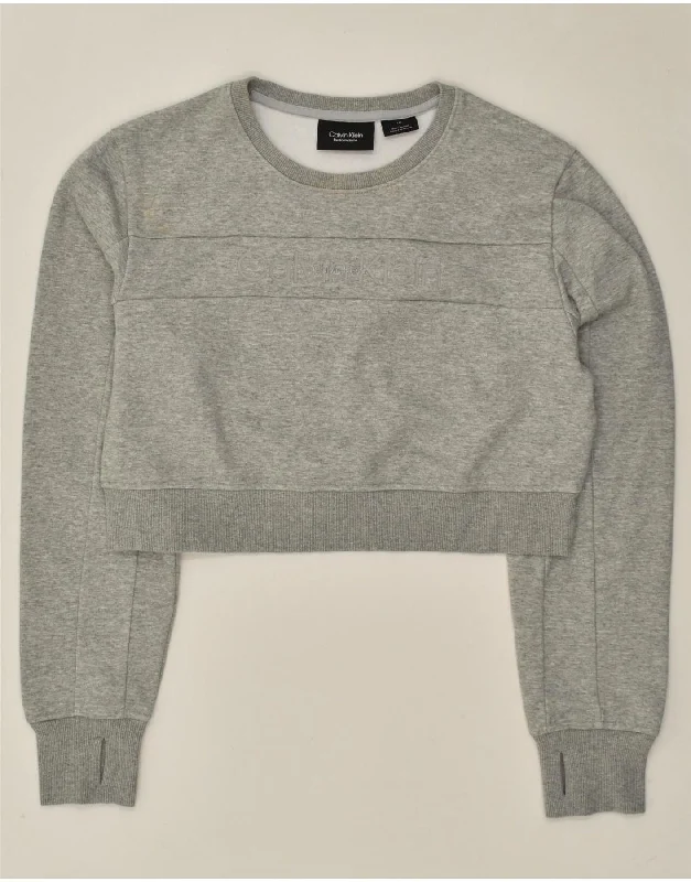 CALVIN KLEIN Womens Graphic Sweatshirt Jumper UK 16 Large Grey Polyester Hoodie with Crew Neck Simple Timeless CALVIN KLEIN Womens Graphic Sweatshirt Jumper UK 16 Large Grey Polyester Hoodie with Crew Neck Simple Timeless