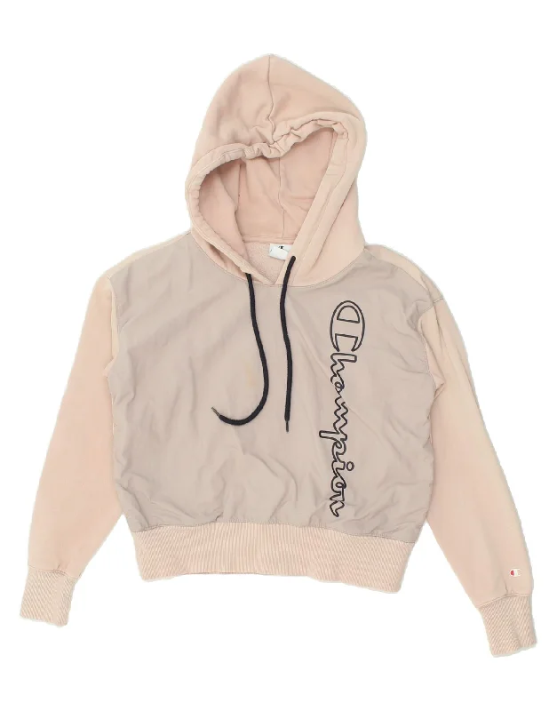 CHAMPION Womens Graphic Crop Hoodie Jumper UK 8 Small Pink Colourblock Oversized Hoodie Comfort Casual CHAMPION Womens Graphic Crop Hoodie Jumper UK 8 Small Pink Colourblock Oversized Hoodie Comfort Casual