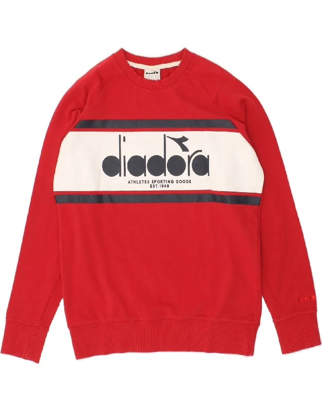 DIADORA Womens Graphic Sweatshirt Jumper UK 18 XL Red Cotton Hoodie with Tied Waist Feminine Flattering DIADORA Womens Graphic Sweatshirt Jumper UK 18 XL Red Cotton Hoodie with Tied Waist Feminine Flattering