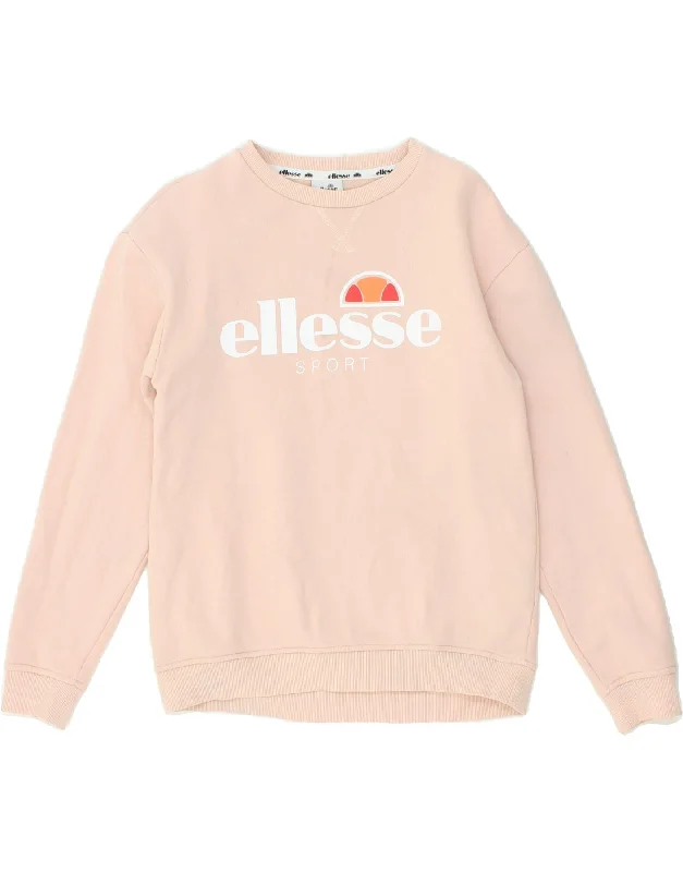 ELLESSE Womens Graphic Sweatshirt Jumper UK 10 Small Pink Cotton Cotton Hoodie Fleece Lining Warmth ELLESSE Womens Graphic Sweatshirt Jumper UK 10 Small Pink Cotton Cotton Hoodie Fleece Lining Warmth