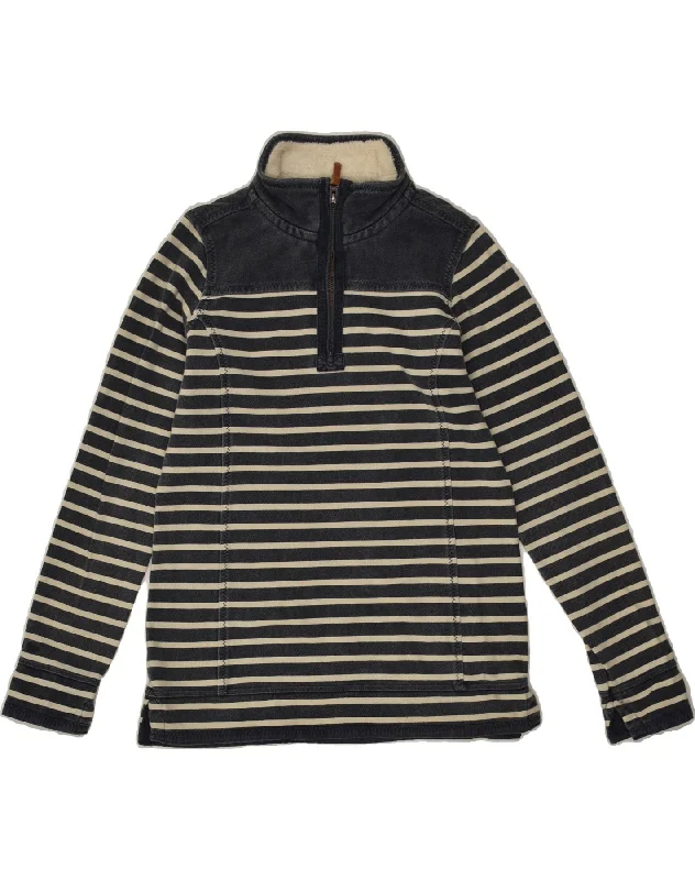 FAT FACE Womens Zip Neck Sweatshirt Jumper UK 10 Small Black Striped Hoodie Crop Top Short Trendy FAT FACE Womens Zip Neck Sweatshirt Jumper UK 10 Small Black Striped Hoodie Crop Top Short Trendy