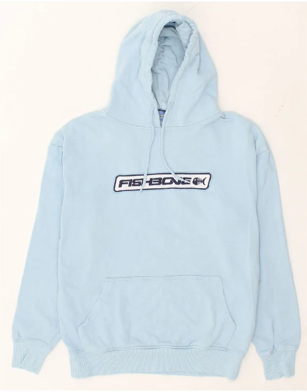 FISHBONE Womens Graphic Hoodie Jumper UK 14 Medium Blue Cotton Hoodie with Pocket Utility Practical FISHBONE Womens Graphic Hoodie Jumper UK 14 Medium Blue Cotton Hoodie with Pocket Utility Practical