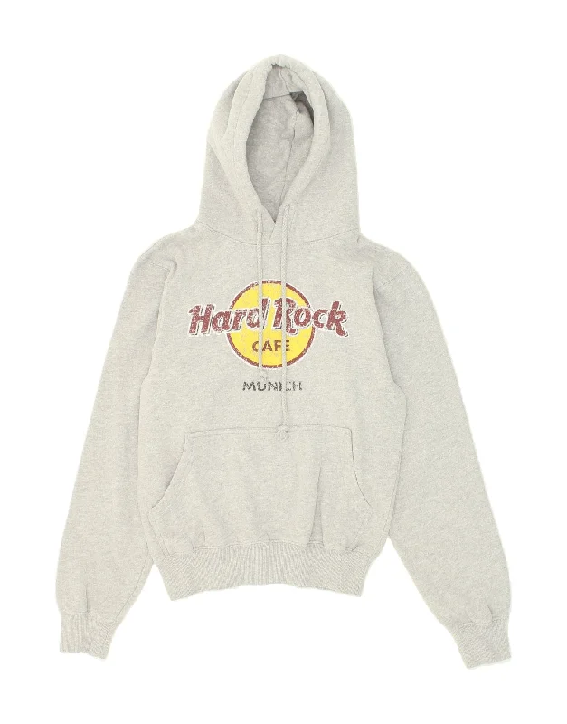 HARD ROCK CAFE Womens Munich Graphic Hoodie Jumper UK 10 Small Grey Cotton Hoodie with Cuffed Sleeves Snug Secure HARD ROCK CAFE Womens Munich Graphic Hoodie Jumper UK 10 Small Grey Cotton Hoodie with Cuffed Sleeves Snug Secure