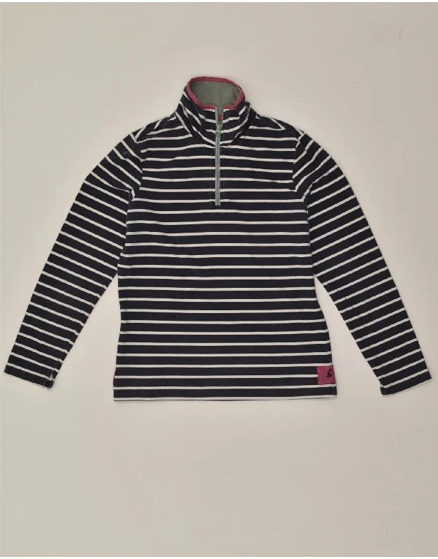 JOULES Womens Zip Neck Sweatshirt Jumper UK 12 Medium Navy Blue Striped Hoodie with Strings Custom Fit Adjustable JOULES Womens Zip Neck Sweatshirt Jumper UK 12 Medium Navy Blue Striped Hoodie with Strings Custom Fit Adjustable