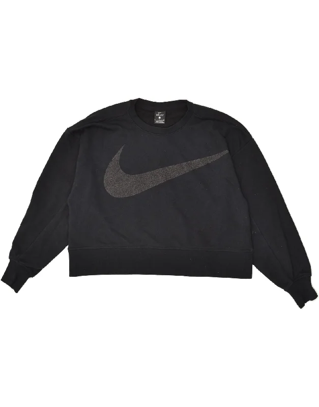 NIKE Womens Crop Graphic Sweatshirt Jumper UK 10 Small Black Hoodie with Monochrome Minimalist Simple NIKE Womens Crop Graphic Sweatshirt Jumper UK 10 Small Black Hoodie with Monochrome Minimalist Simple