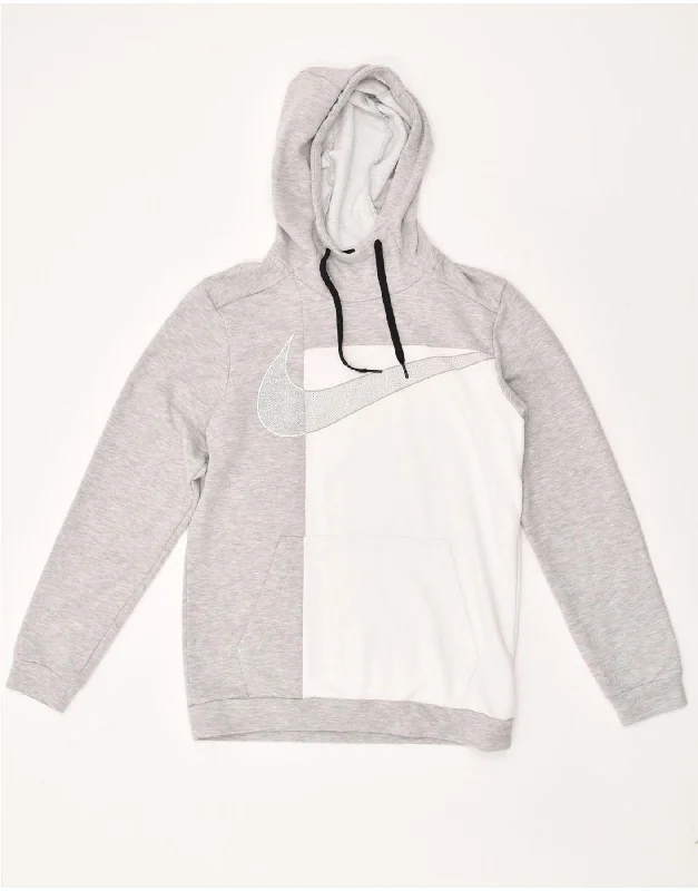 NIKE Womens Dri Fit Graphic Hoodie Jumper UK 10 Small Grey Colourblock Hoodie with Relaxed Fit Easy Casual NIKE Womens Dri Fit Graphic Hoodie Jumper UK 10 Small Grey Colourblock Hoodie with Relaxed Fit Easy Casual