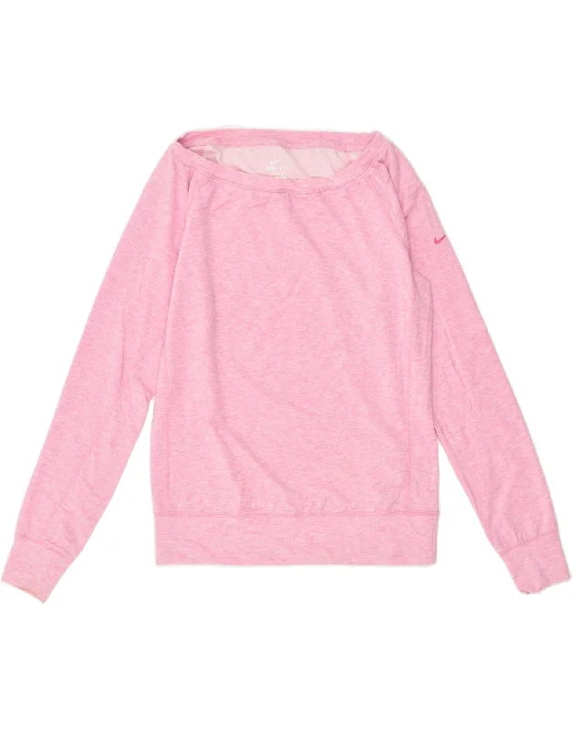 NIKE Womens Dri Fit Oversized Sweatshirt Jumper UK 10 Small Pink Cotton Hoodie with Toggle Buttons Decorative Unique NIKE Womens Dri Fit Oversized Sweatshirt Jumper UK 10 Small Pink Cotton Hoodie with Toggle Buttons Decorative Unique