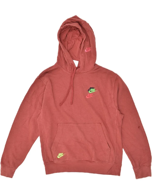 NIKE Womens Hoodie Jumper UK 10 Small Red Cotton Hoodie with Button Classic Timeless NIKE Womens Hoodie Jumper UK 10 Small Red Cotton Hoodie with Button Classic Timeless