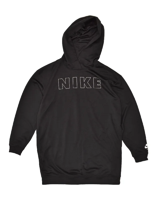 NIKE Womens Longline Graphic Hoodie Jumper UK 14 Medium Black Hoodie with Illustration Artistic Creative NIKE Womens Longline Graphic Hoodie Jumper UK 14 Medium Black Hoodie with Illustration Artistic Creative