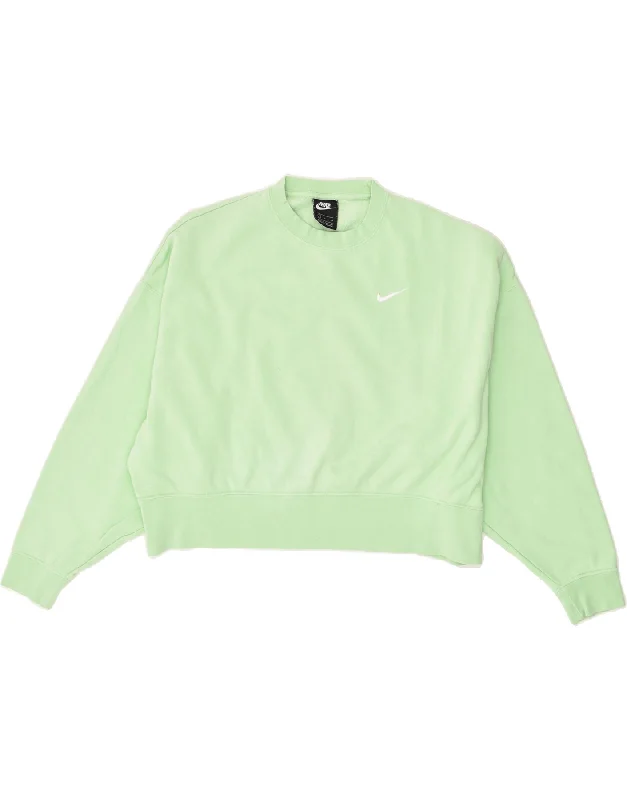 NIKE Womens Oversized Crop Sweatshirt Jumper UK 10 Small Green Cotton Hoodie with Longline Fit Extended Stylish NIKE Womens Oversized Crop Sweatshirt Jumper UK 10 Small Green Cotton Hoodie with Longline Fit Extended Stylish