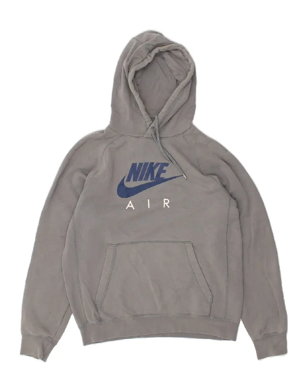 NIKE Womens Oversized Graphic Hoodie Jumper UK 10 Small Grey Cotton Hoodie with Hem Elastic Stretchable Comfortable NIKE Womens Oversized Graphic Hoodie Jumper UK 10 Small Grey Cotton Hoodie with Hem Elastic Stretchable Comfortable
