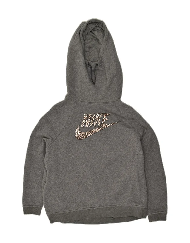 NIKE Womens Oversized Graphic Hoodie Jumper UK 18 XL Grey Cotton Hoodie with Ribbed Neckline Snug Warm NIKE Womens Oversized Graphic Hoodie Jumper UK 18 XL Grey Cotton Hoodie with Ribbed Neckline Snug Warm