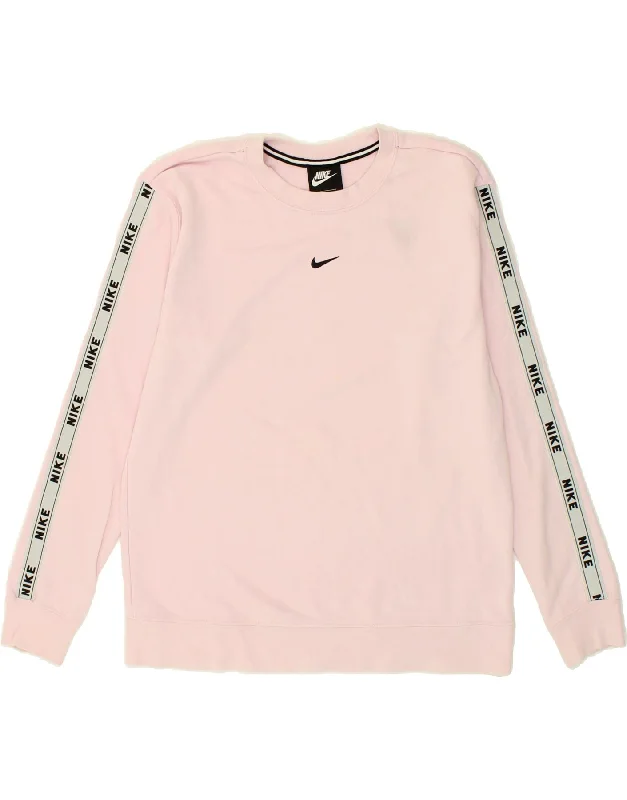 NIKE Womens Oversized Graphic Sweatshirt Jumper UK 10 Small Pink Cotton Hoodie with V-Neck Classic Versatile NIKE Womens Oversized Graphic Sweatshirt Jumper UK 10 Small Pink Cotton Hoodie with V-Neck Classic Versatile