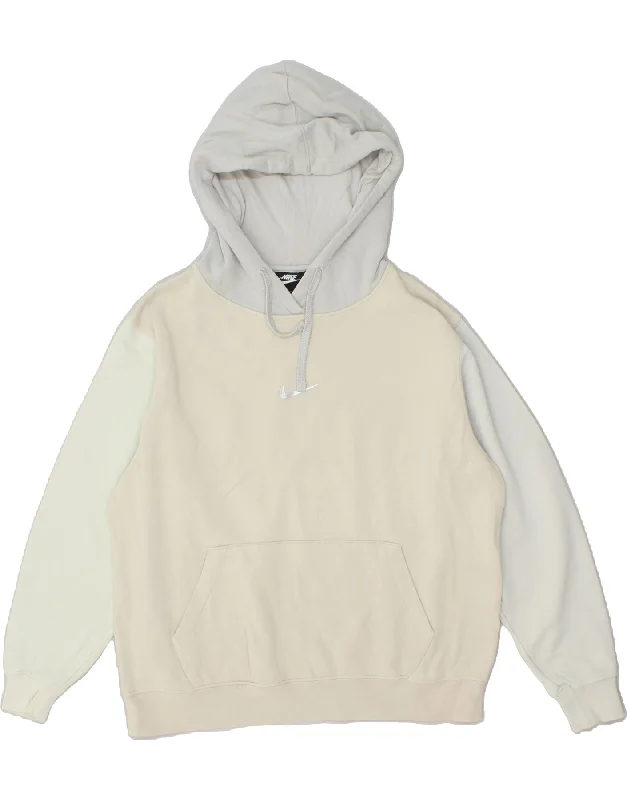 NIKE Womens Oversized Hoodie Jumper UK 10 Small Off White Colourblock Hoodie with Earth Tones Natural Calm NIKE Womens Oversized Hoodie Jumper UK 10 Small Off White Colourblock Hoodie with Earth Tones Natural Calm