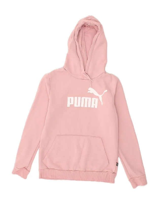 PUMA Womens Graphic Hoodie Jumper UK 10 Small Pink Cotton Hoodie with Patch Decorative Personalized PUMA Womens Graphic Hoodie Jumper UK 10 Small Pink Cotton Hoodie with Patch Decorative Personalized