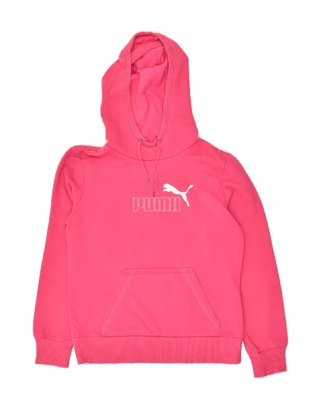 PUMA Womens Graphic Hoodie Jumper UK 12 Medium Pink Cotton Hoodie with Button Classic Timeless PUMA Womens Graphic Hoodie Jumper UK 12 Medium Pink Cotton Hoodie with Button Classic Timeless