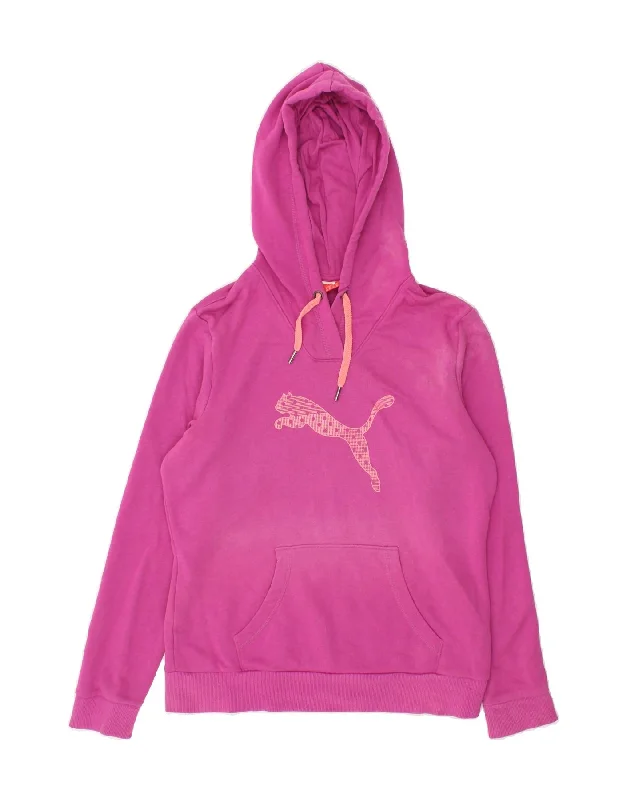 PUMA Womens Graphic Hoodie Jumper UK 14 Large Pink Cotton Hoodie with Hood Adjustable Protection PUMA Womens Graphic Hoodie Jumper UK 14 Large Pink Cotton Hoodie with Hood Adjustable Protection