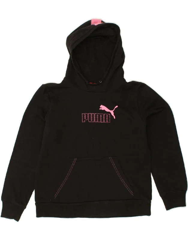 PUMA Womens Graphic Hoodie Jumper UK 16 Large Black Colourblock Cotton Hoodie with Hem Contrast Bold Stylish PUMA Womens Graphic Hoodie Jumper UK 16 Large Black Colourblock Cotton Hoodie with Hem Contrast Bold Stylish