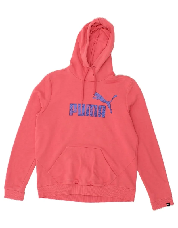 PUMA Womens Graphic Hoodie Jumper UK 16 Large Pink Cotton Hoodie with Batwing Sleeves Loose Dramatic PUMA Womens Graphic Hoodie Jumper UK 16 Large Pink Cotton Hoodie with Batwing Sleeves Loose Dramatic