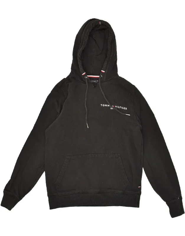 TOMMY HILFIGER Womens Graphic Hoodie Jumper UK 10 Small Black Cotton Hoodie with Gradient Ombre Colorful TOMMY HILFIGER Womens Graphic Hoodie Jumper UK 10 Small Black Cotton Hoodie with Gradient Ombre Colorful