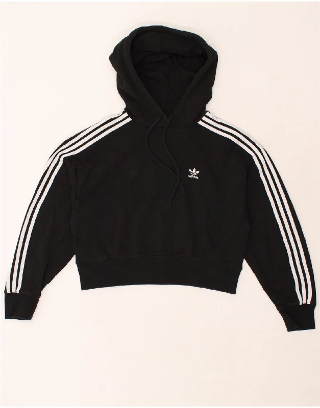 ADIDAS Womens Crop Hoodie Jumper UK 8 Small Black Cotton Hoodie with Pastel Soft Subtle ADIDAS Womens Crop Hoodie Jumper UK 8 Small Black Cotton Hoodie with Pastel Soft Subtle