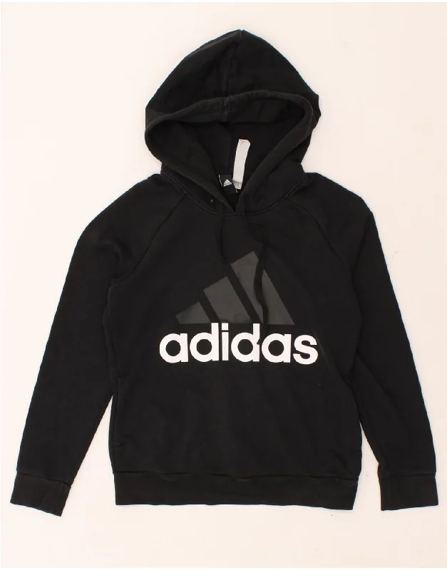 ADIDAS Womens Graphic Hoodie Jumper UK 8/10 Small Black Cotton Hoodie with Gradient Ombre Colorful ADIDAS Womens Graphic Hoodie Jumper UK 8/10 Small Black Cotton Hoodie with Gradient Ombre Colorful