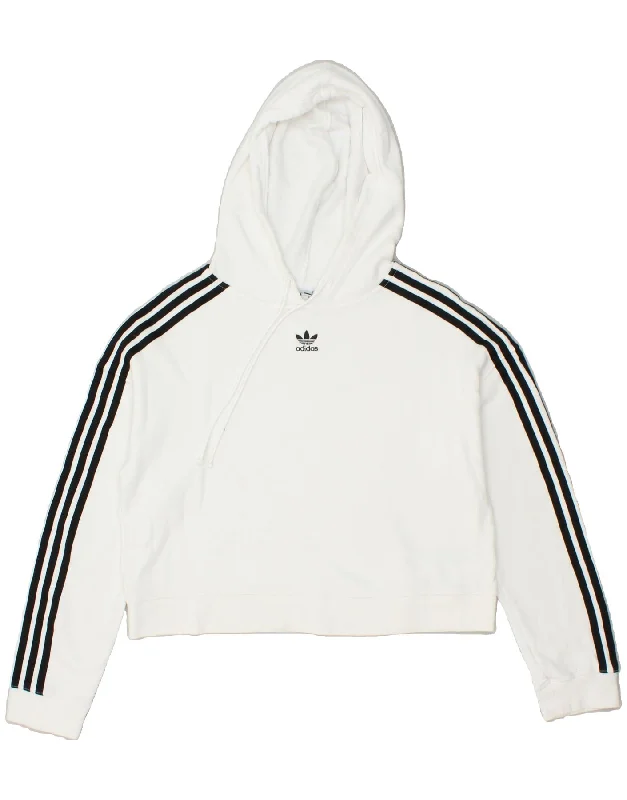ADIDAS Womens Oversized Crop Hoodie Jumper UK 8 Small White Cotton Hoodie with Velcro Closure Adjustable Secure ADIDAS Womens Oversized Crop Hoodie Jumper UK 8 Small White Cotton Hoodie with Velcro Closure Adjustable Secure