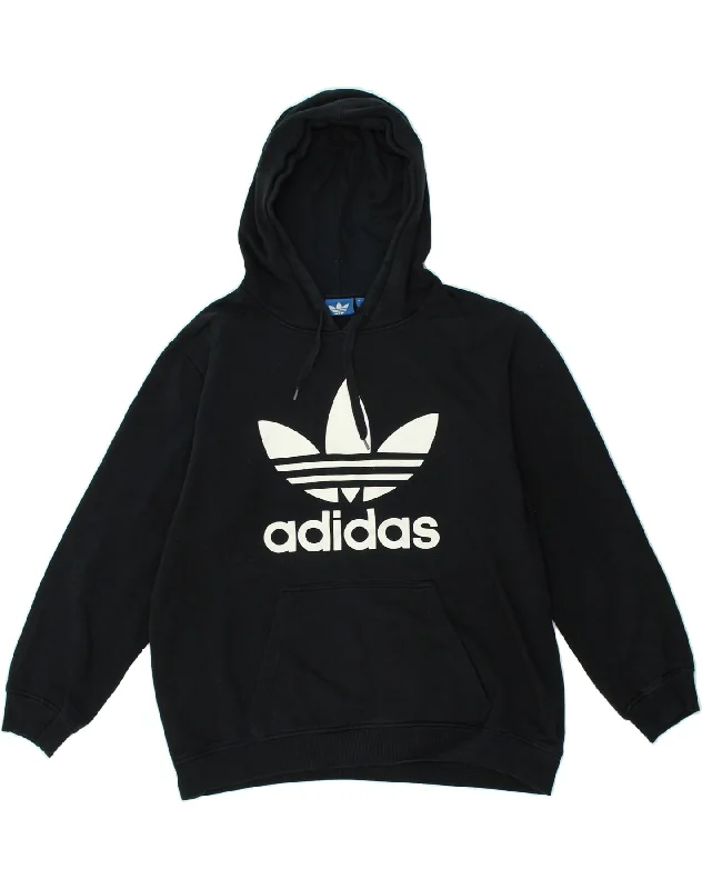 ADIDAS Womens Oversized Graphic Hoodie Jumper UK 16 Large Navy Blue Cotton Hoodie with Relaxed Fit Easy Casual ADIDAS Womens Oversized Graphic Hoodie Jumper UK 16 Large Navy Blue Cotton Hoodie with Relaxed Fit Easy Casual
