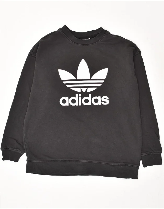 ADIDAS Womens Oversized Graphic Sweatshirt Jumper UK 14 Large Grey Cotton Hoodie with Stripes Bold Sporty ADIDAS Womens Oversized Graphic Sweatshirt Jumper UK 14 Large Grey Cotton Hoodie with Stripes Bold Sporty