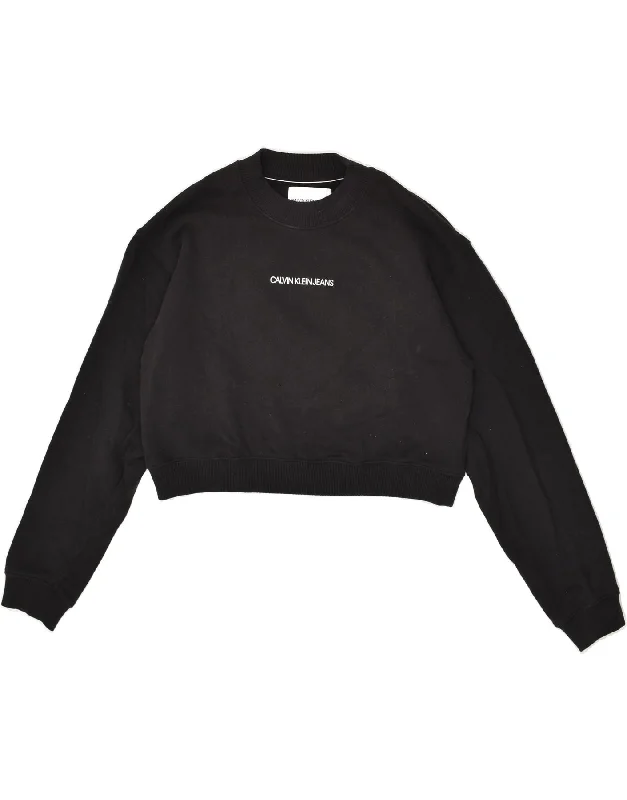 CALVIN KLEIN JEANS Womens Graphic Sweatshirt Jumper UK 14 Medium Black Hoodie with Camouflage Military Edgy CALVIN KLEIN JEANS Womens Graphic Sweatshirt Jumper UK 14 Medium Black Hoodie with Camouflage Military Edgy